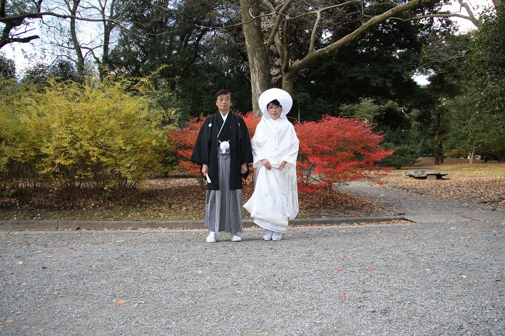 京都御所で記念撮影
